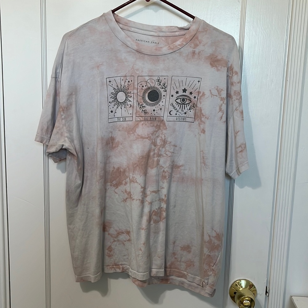 Womens American Eagle Celestial Tie-Dye Graphic T-shirt